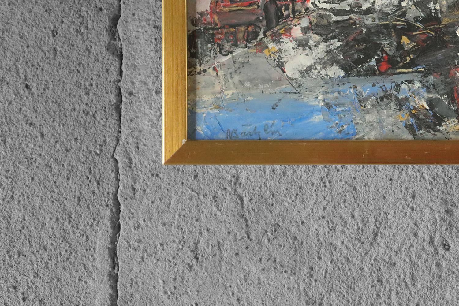 European Nils Böcklin, Composition, Oil on Board, 1960s, Framed For Sale