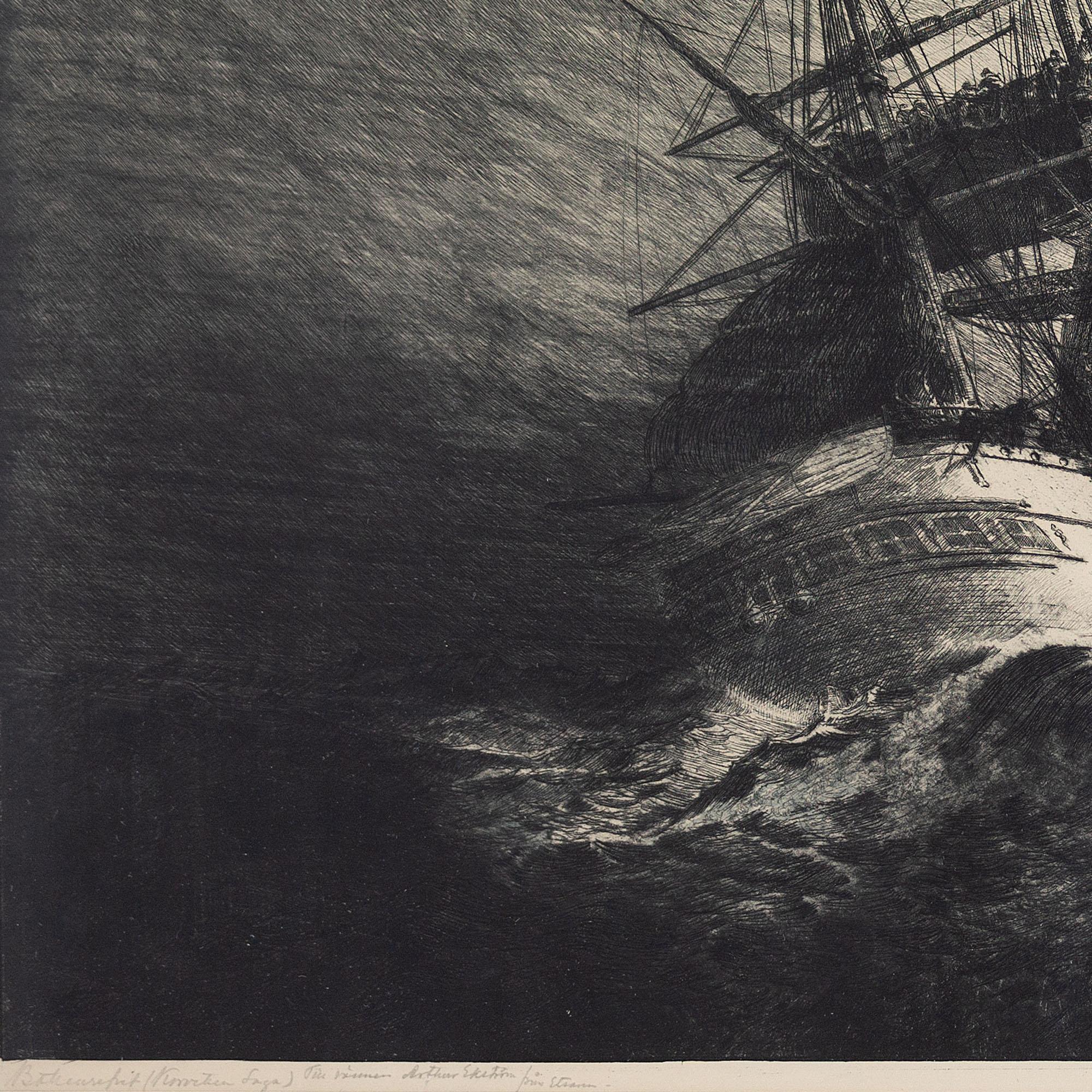 Nils Emil Anckers, Frigate In Stormy Water, Etching 5