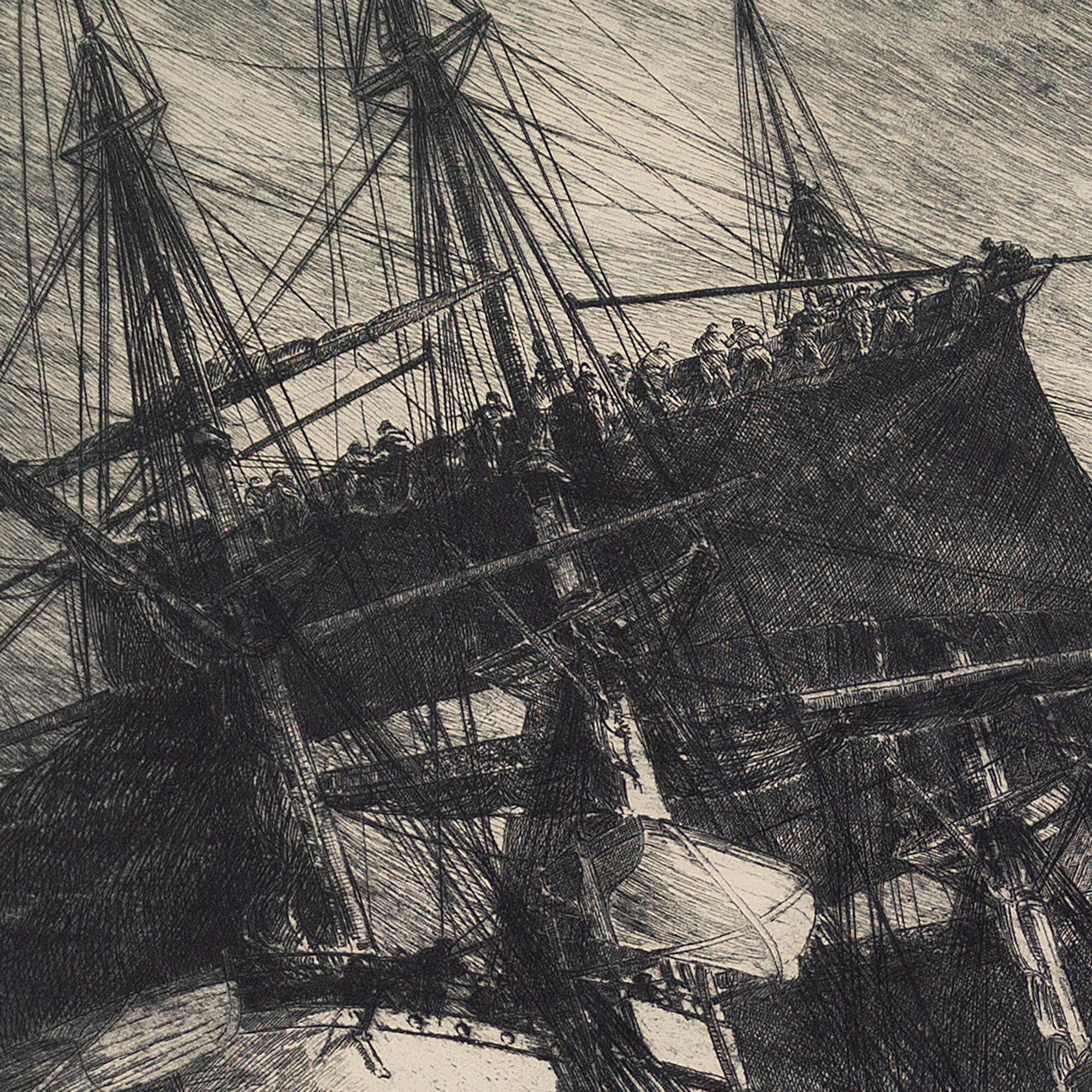 Nils Emil Anckers, Frigate In Stormy Water, Etching 6