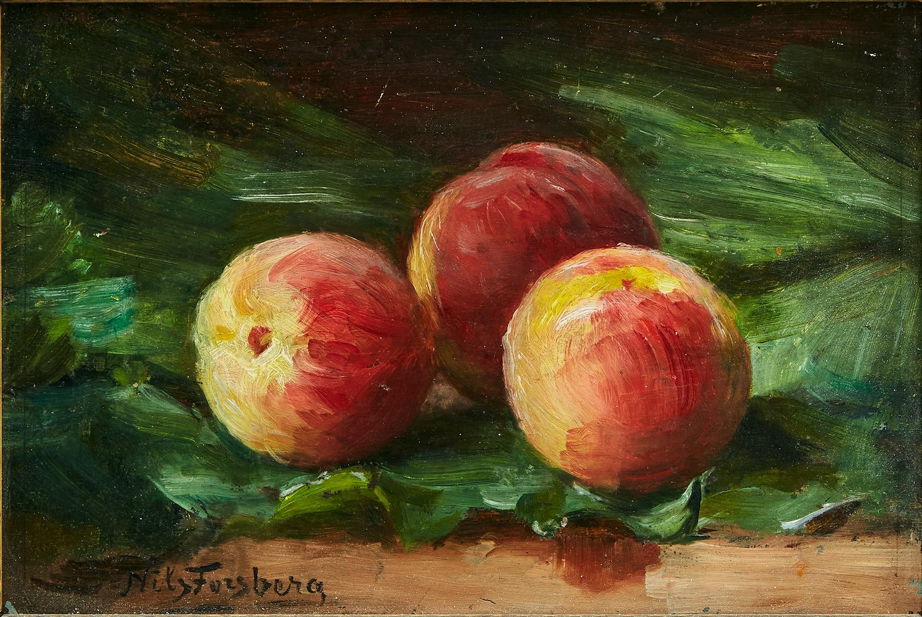 Nils Forsberg, Still Life with Peaches on Green Leaves 1