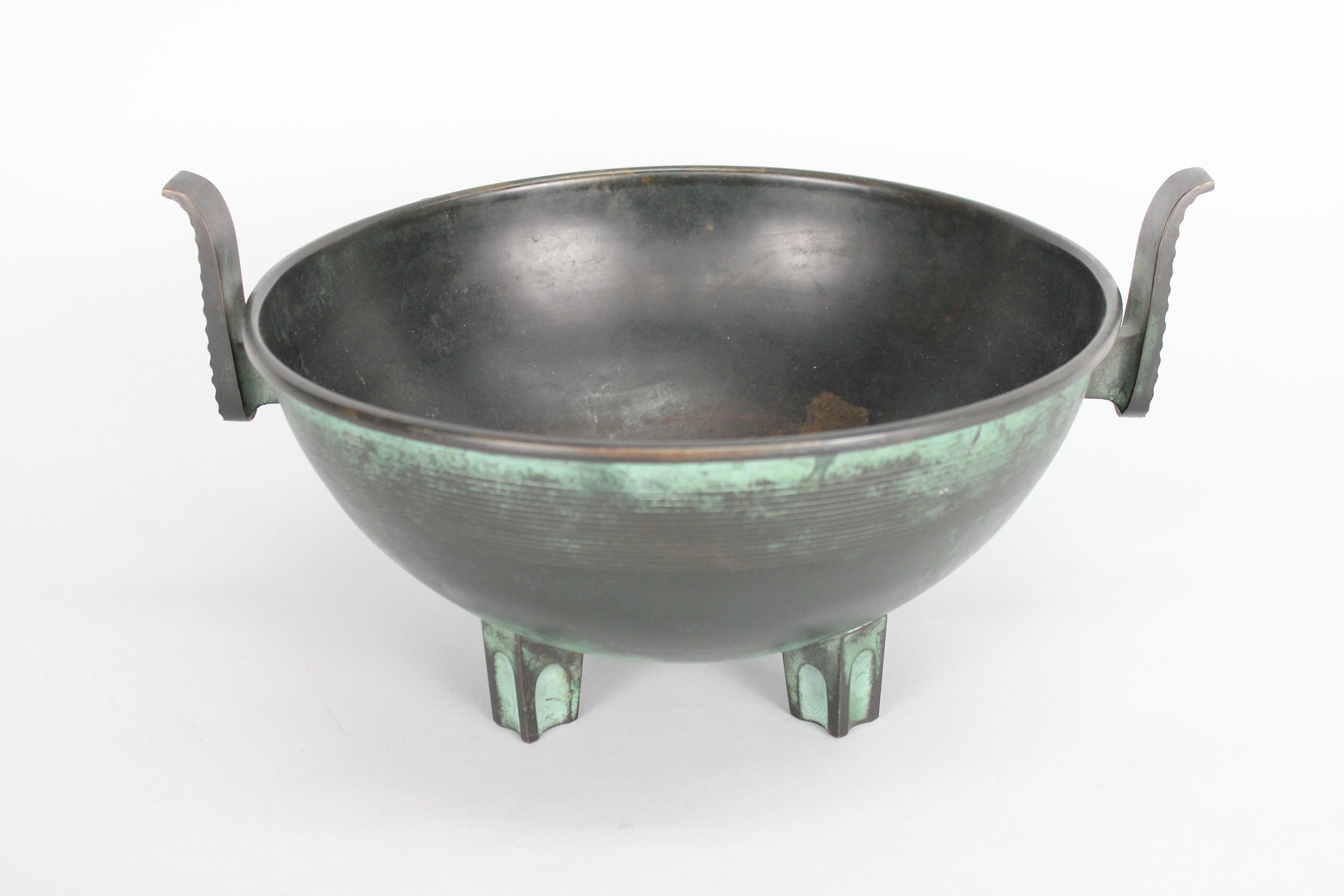 Nils Fougstedt Modernist Bronze Bowl for FAK, Sweden, 1930s 4