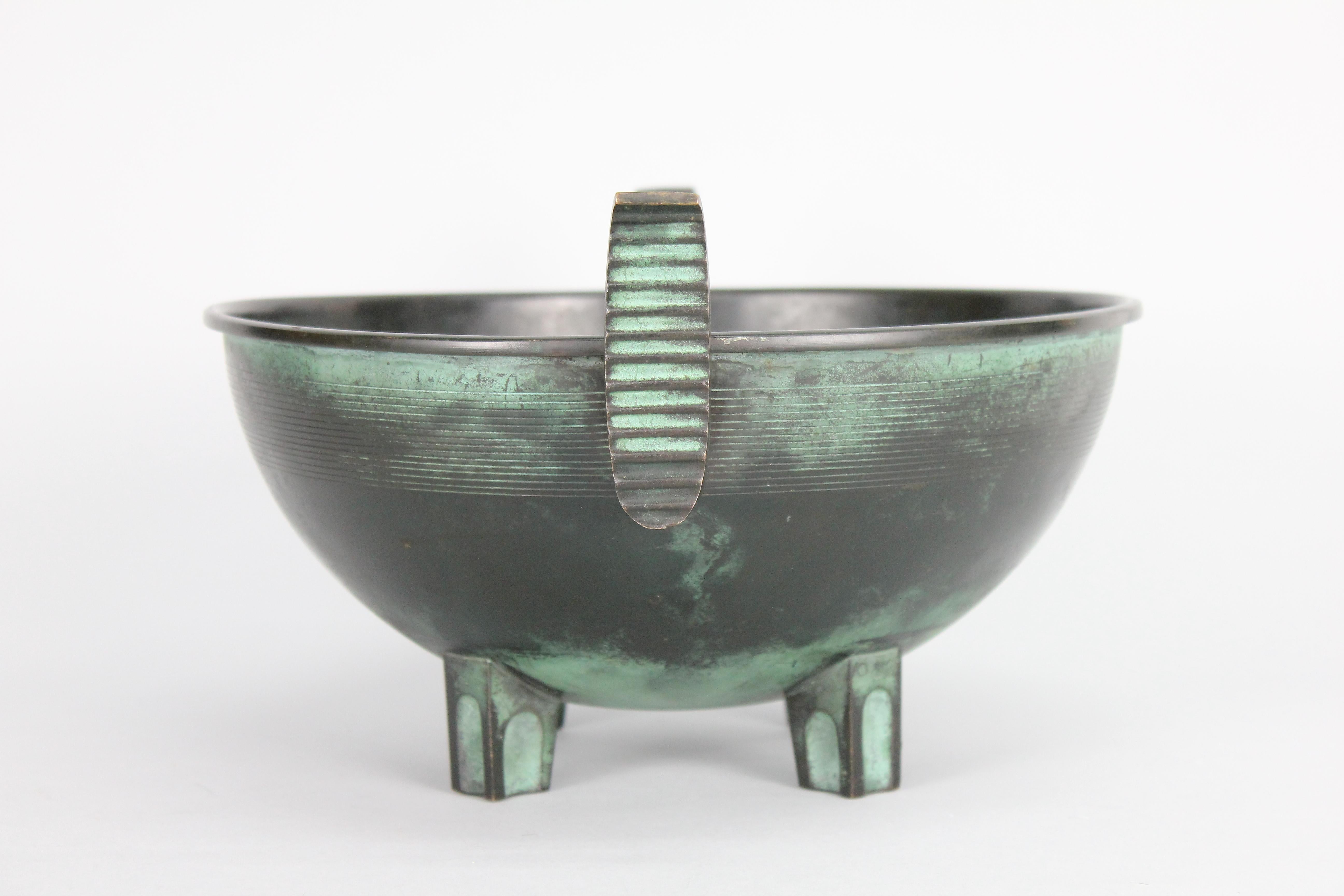 Scandinavian Modern Nils Fougstedt Modernist Bronze Bowl for FAK, Sweden, 1930s