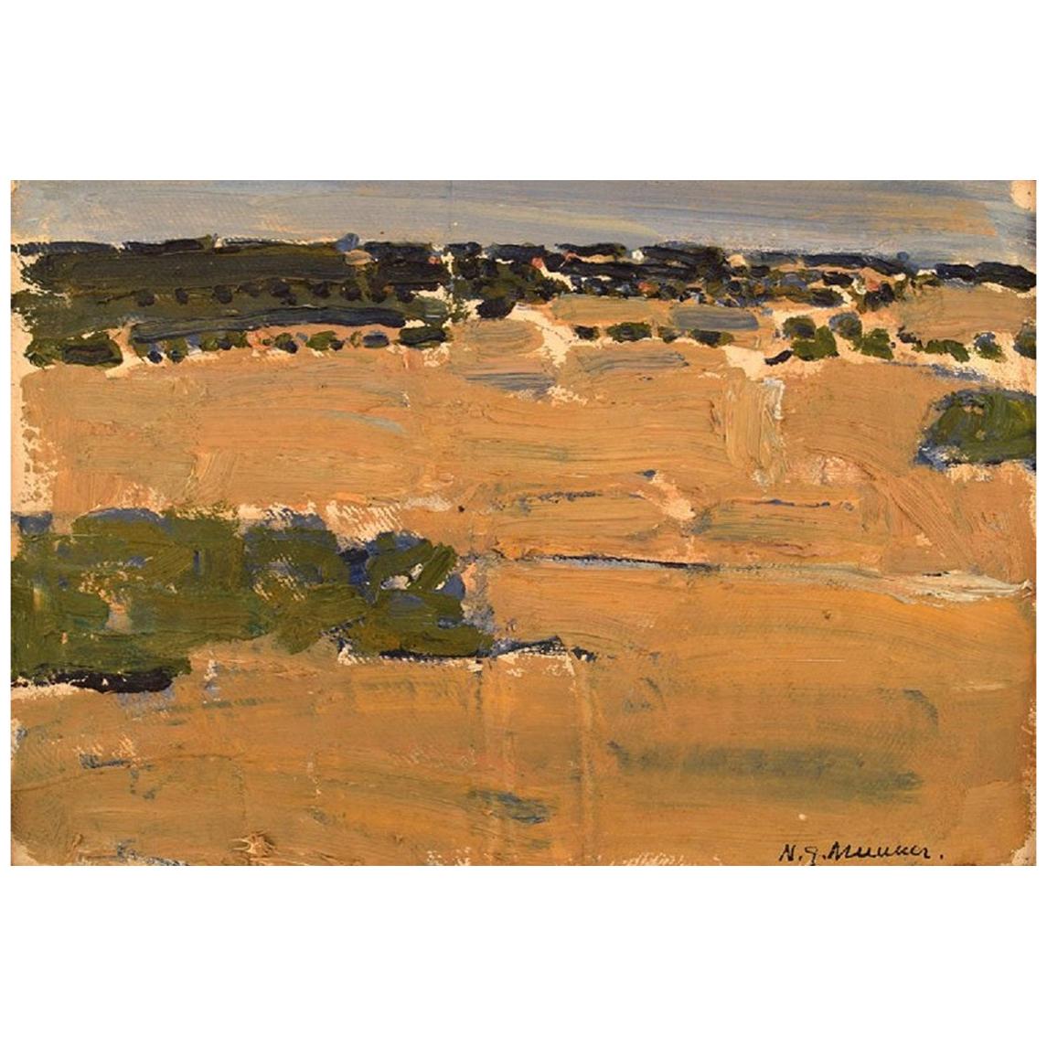 Nils-Göran Brunner, Swedish Painter, Oil /Board, Modernist Landscape