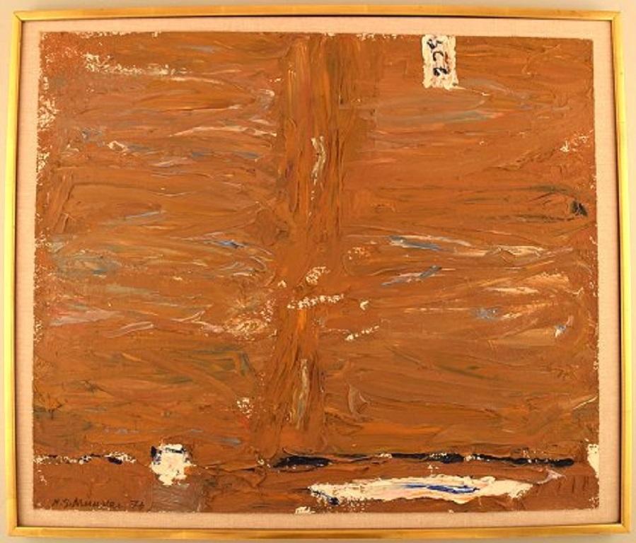 Nils-Göran Brunner (1923-1986). Swedish painter. Oil on canvas. Modernist composition. Dated 1975.
Signed.
In very good condition.
The canvas measures: 60 x 51 cm.
The frame measures: 3 cm.