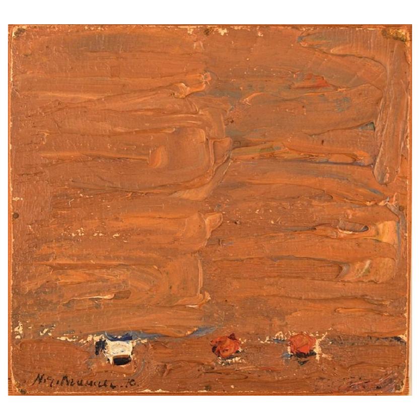 Nils-göran Brunner, Oil on Board, Modernist Composition, 1970 For Sale