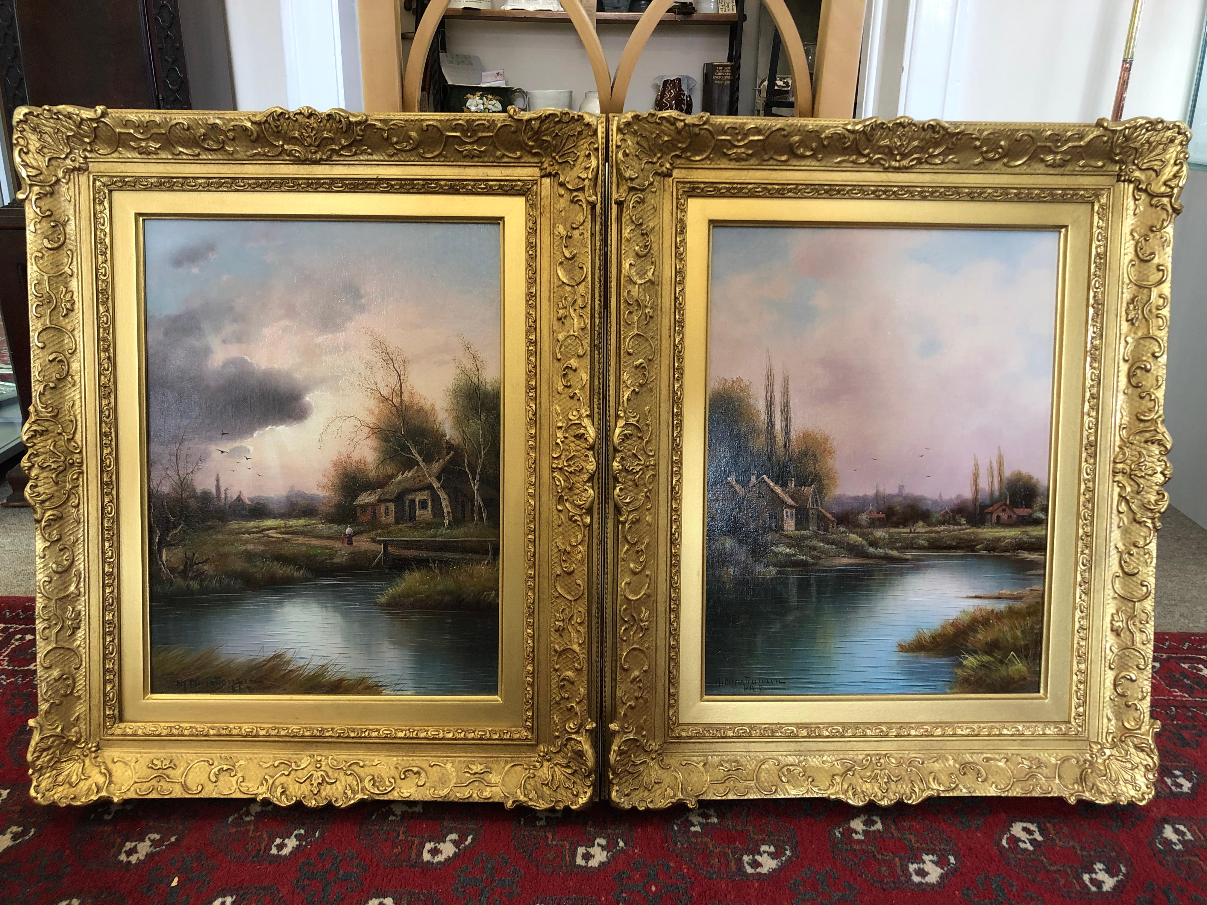 Tranquil River Views - A Pair Of Oil Paintings For Sale 7
