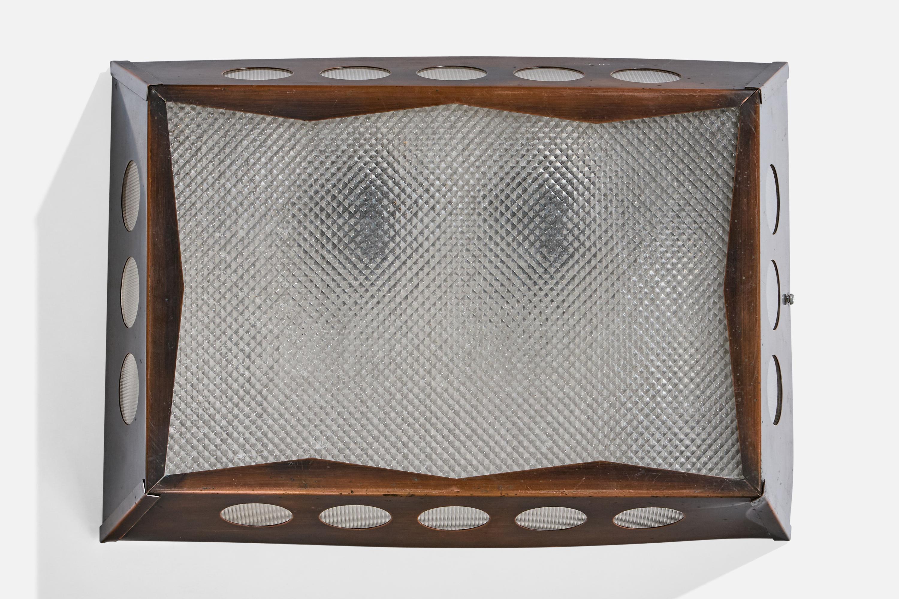 Swedish Nils H. Ledung, Wall Lights, Copper, Glass, Sweden, 1960s