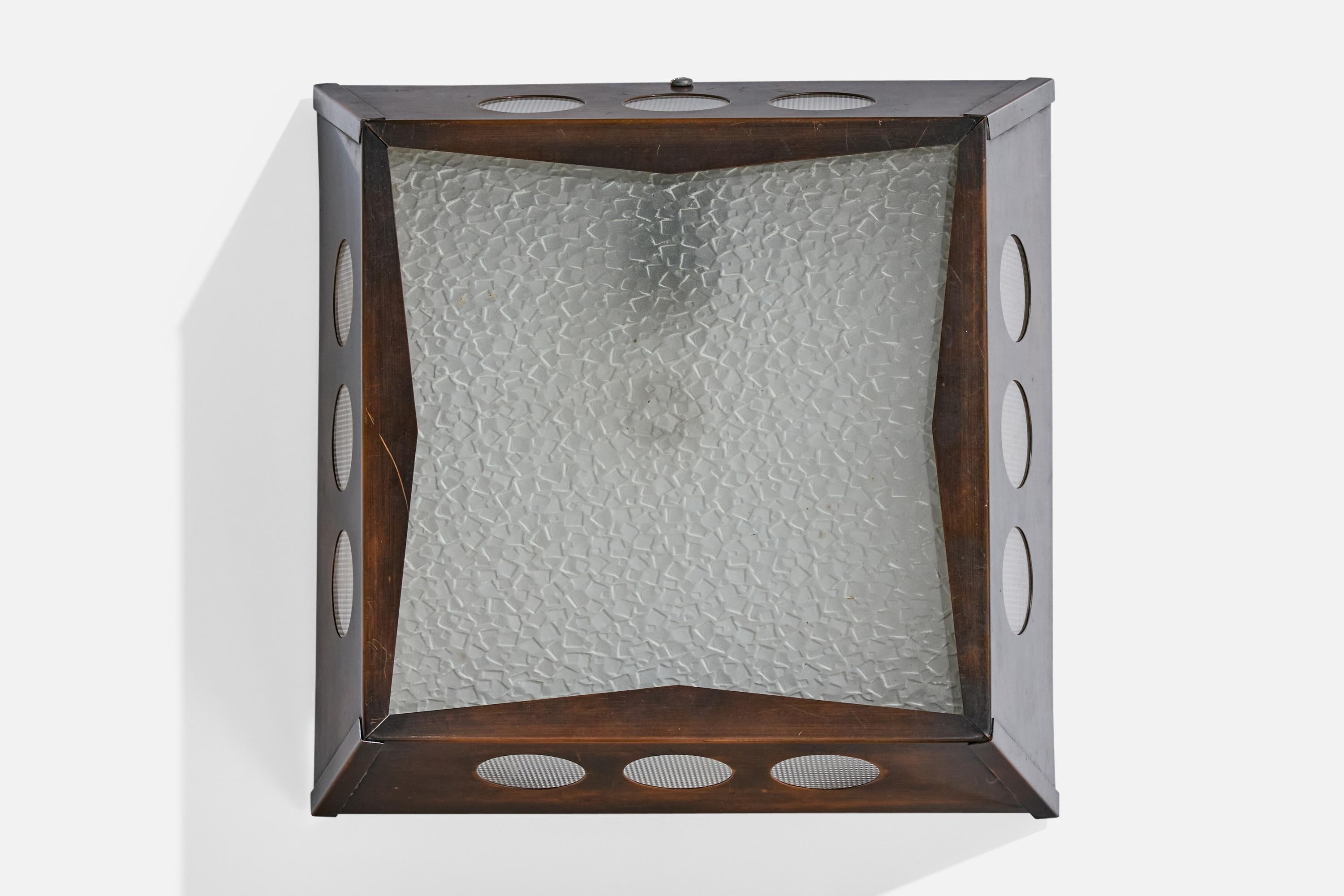 Nils H. Ledung, Wall Lights, Copper, Glass, Sweden, 1960s In Good Condition In High Point, NC