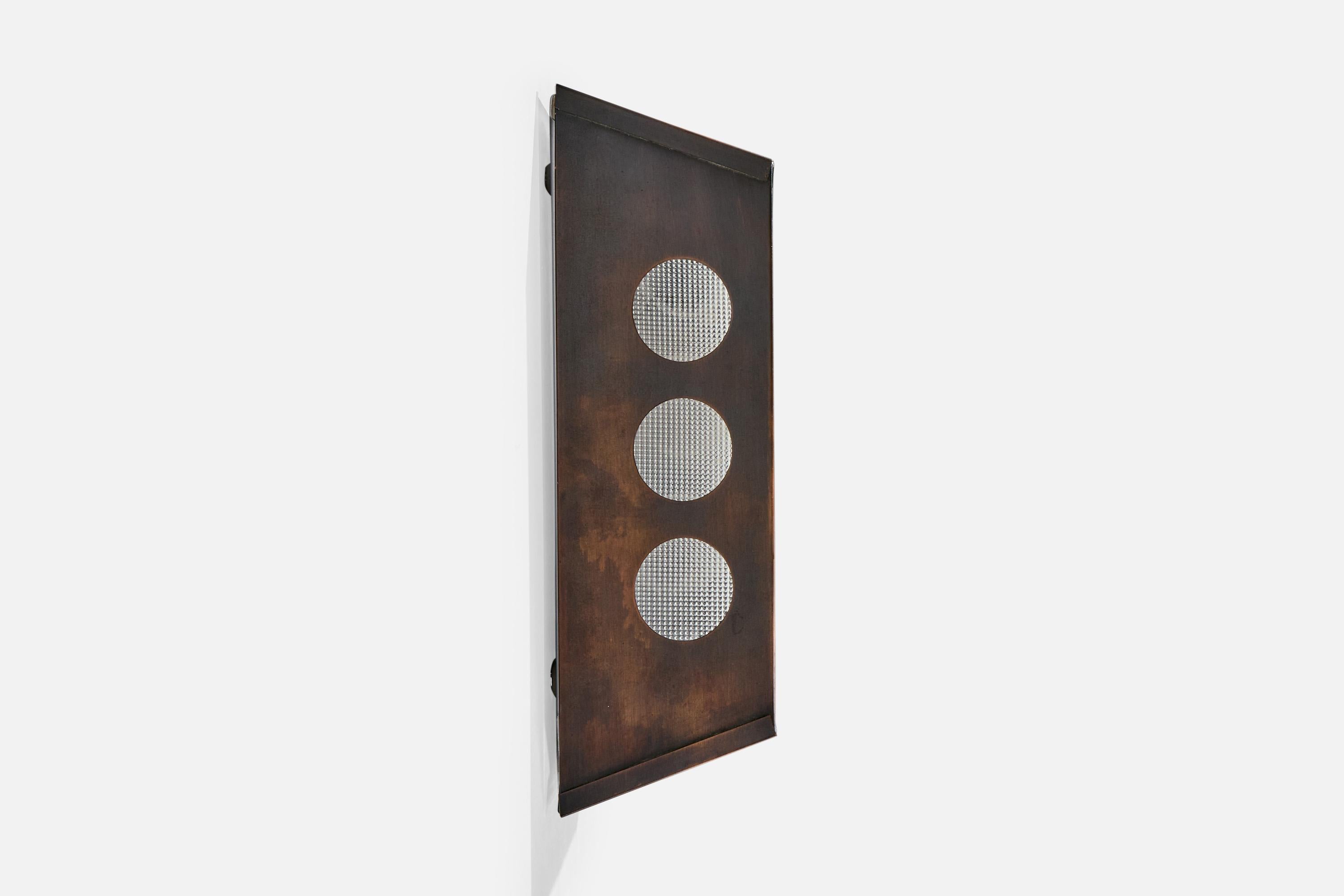 Mid-20th Century Nils H. Ledung, Wall Lights, Copper, Glass, Sweden, 1960s