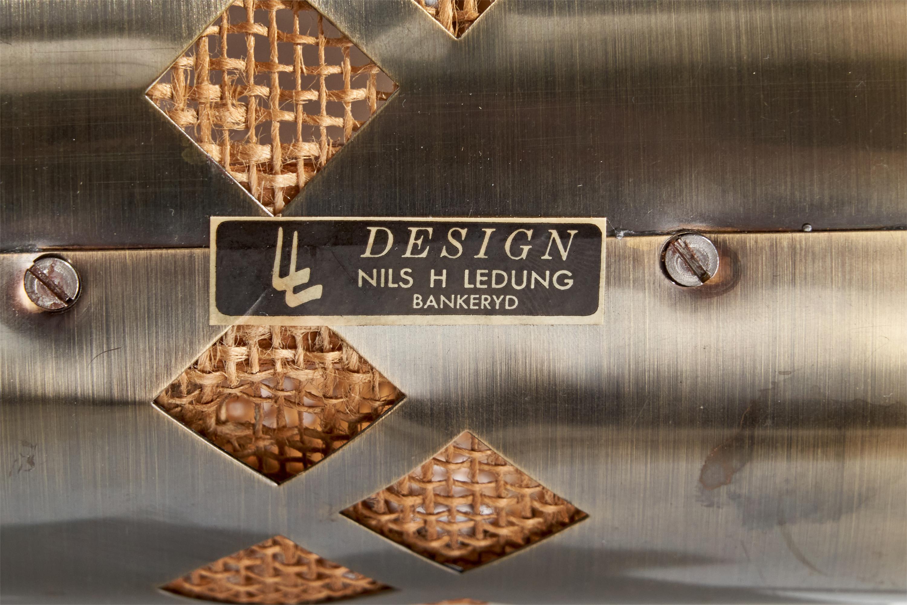 Nils H. Ledung, Apliques, Cobre, Roble, Rafia, Suecia, Años 60 en venta 4