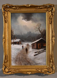 Oil Painting by Niels Hans Christiansen "Evening by a Dutch Town"