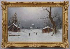 19th Century winter landscape oil painting