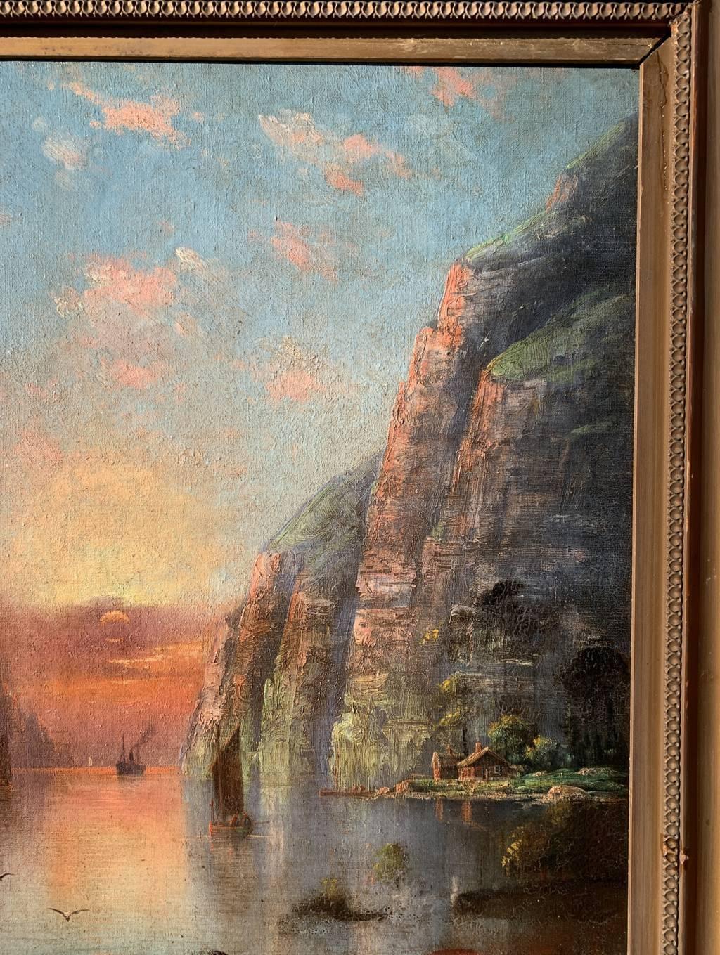 Nils Christiansen (Danish painter) - 19th century landscape painting - Sunset - Naturalistic Painting by Nils Hans Christiansen