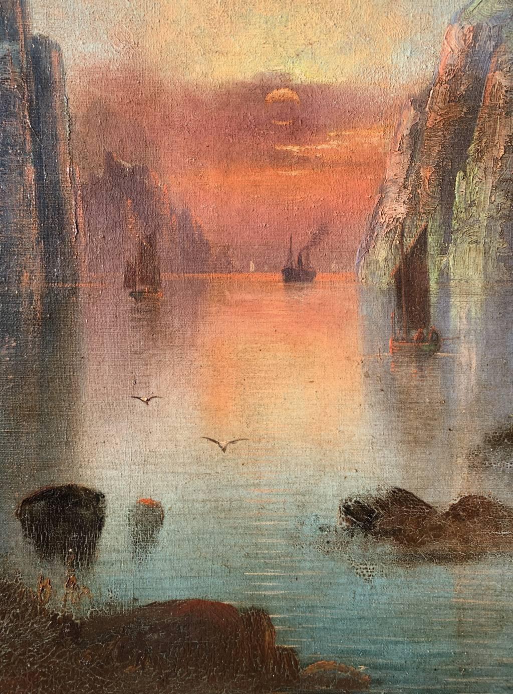 Nils Christiansen (Danish painter) - 19th century landscape painting - Sunset 1