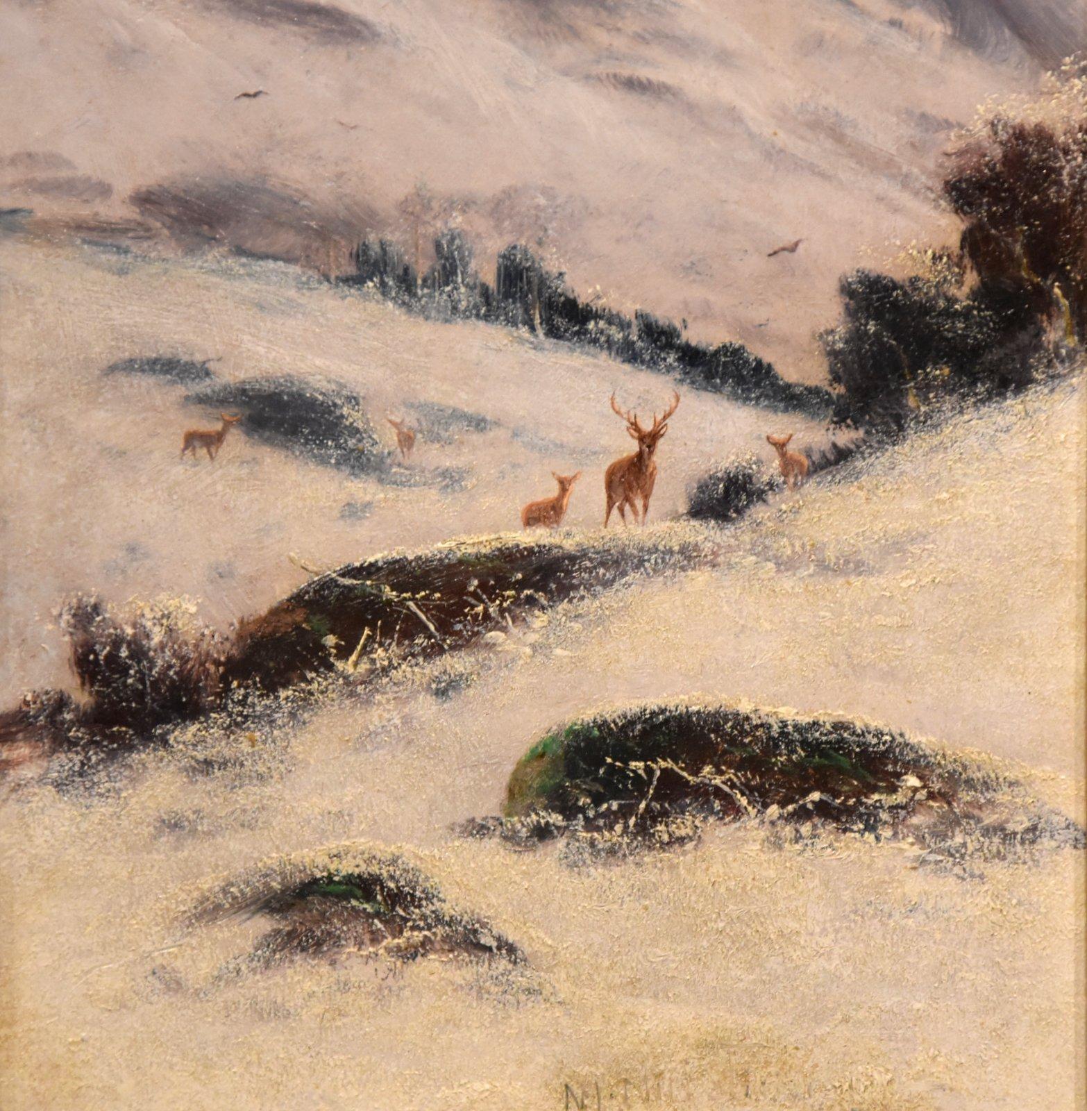 Peinture à l'huile de Nils Hans Christiansen « Cerf et bovin des Highlands » en vente 4