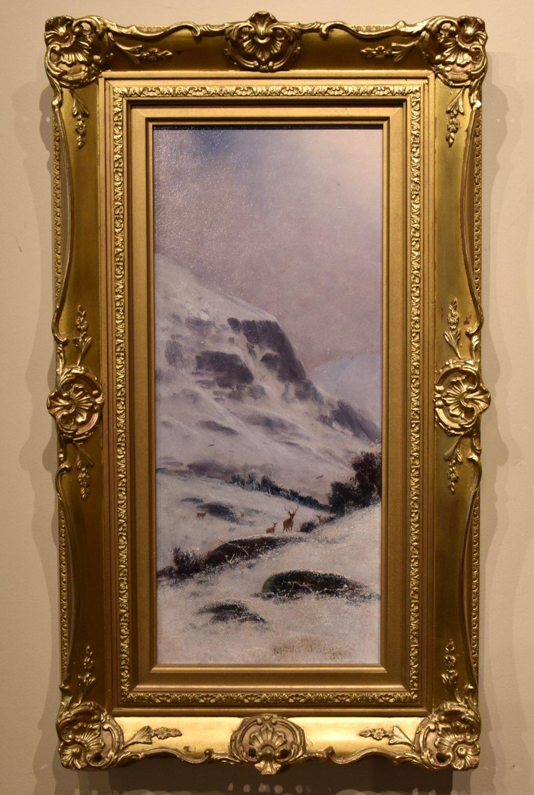 Peinture à l'huile de Nils Hans Christiansen « Cerf et bovin des Highlands » en vente 5