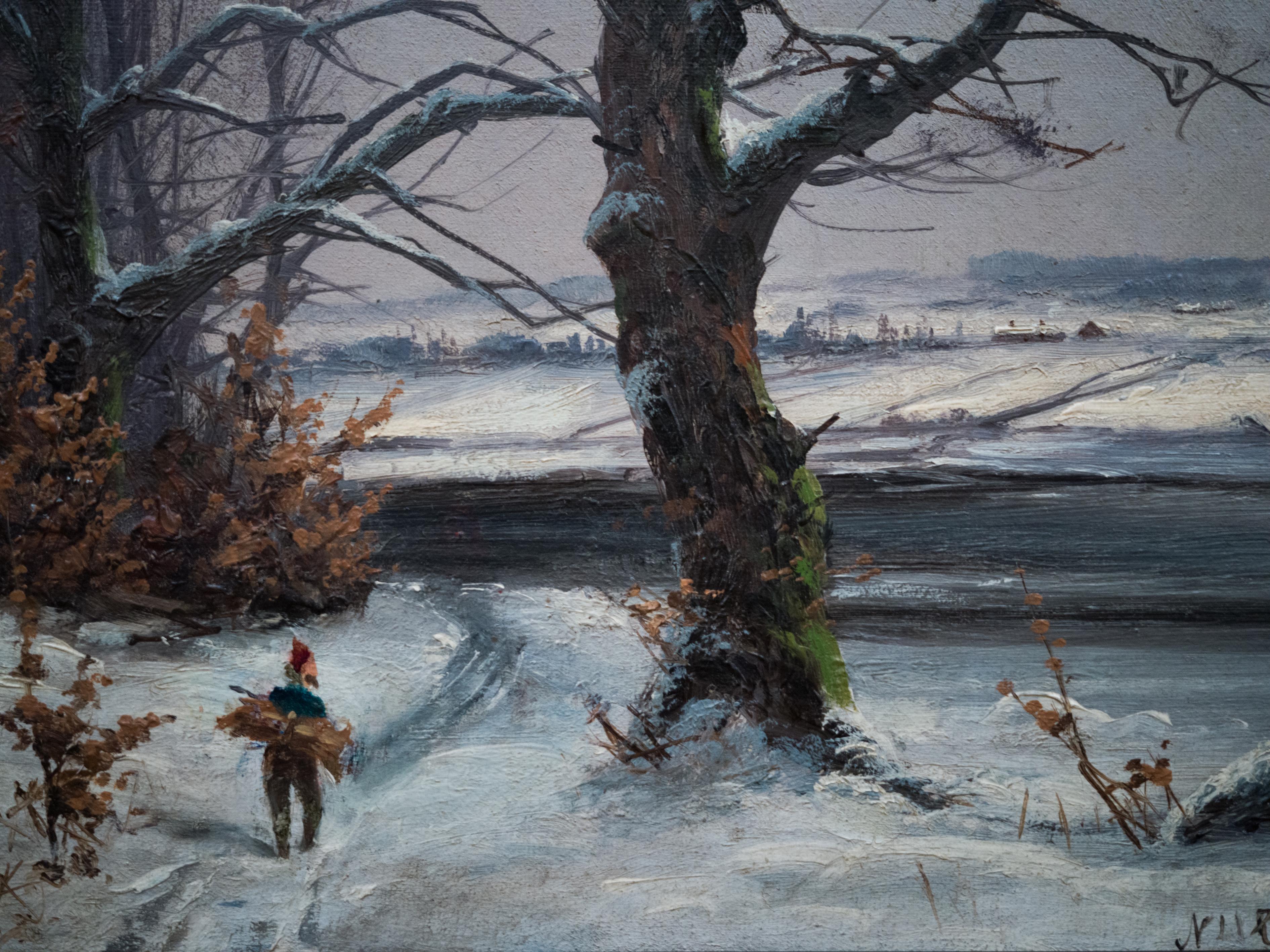 Winter Landscape With an Old Tree By Danish Artist Nils Hans Christiansen   For Sale 1