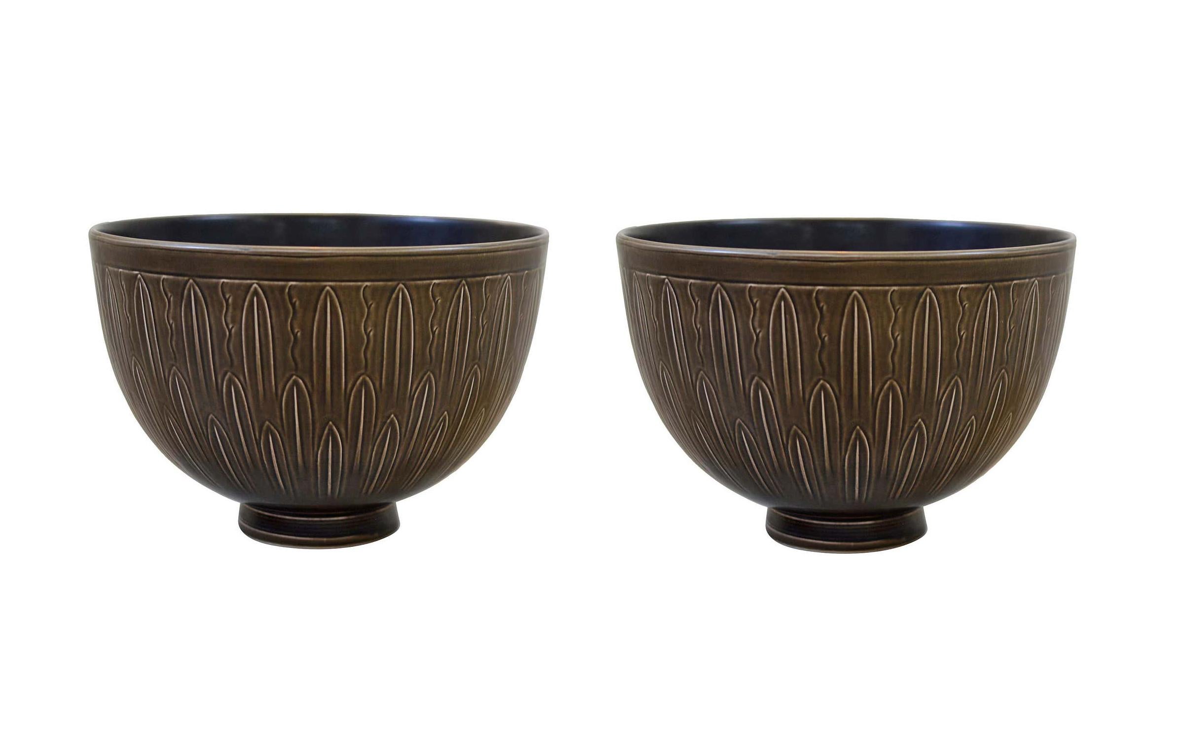Svedese Nils Johan Thorvald Thorsson Ciotole in ceramica per Aluminia 1930 Svezia in vendita