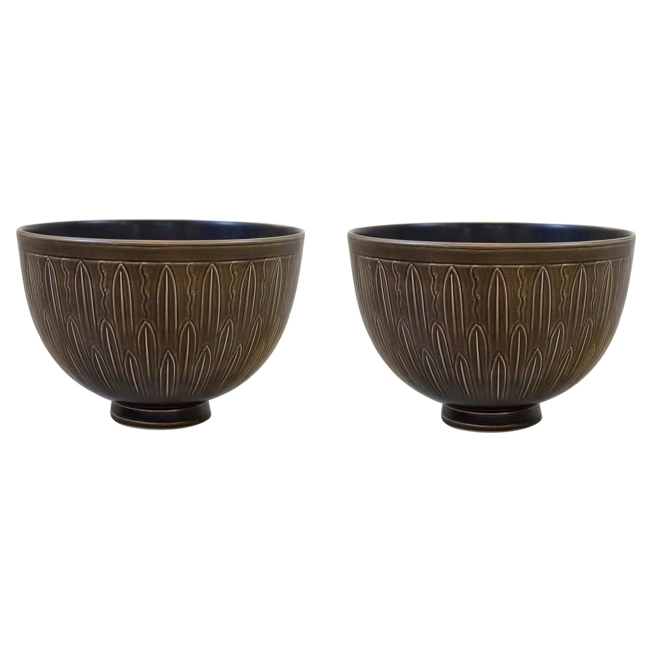 Nils Johan Thorvald Thorsson Ceramic bowls for Aluminia 1930s Sweden For Sale