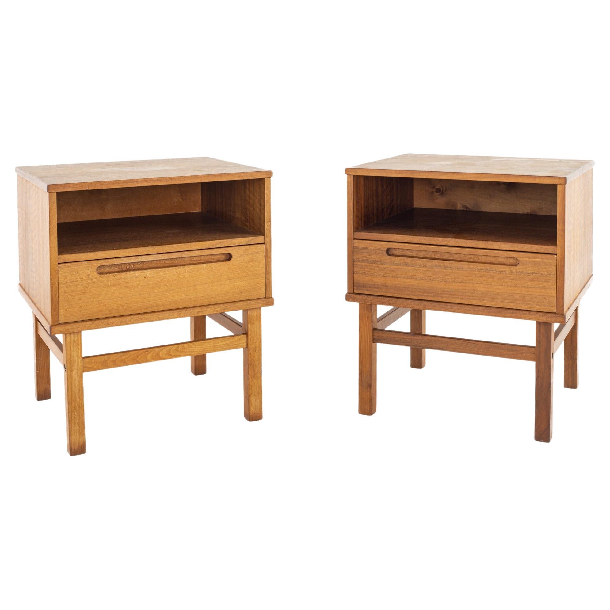 Tambour Doors Danish MidCentury Modern Teak End Tables Nightstands at
