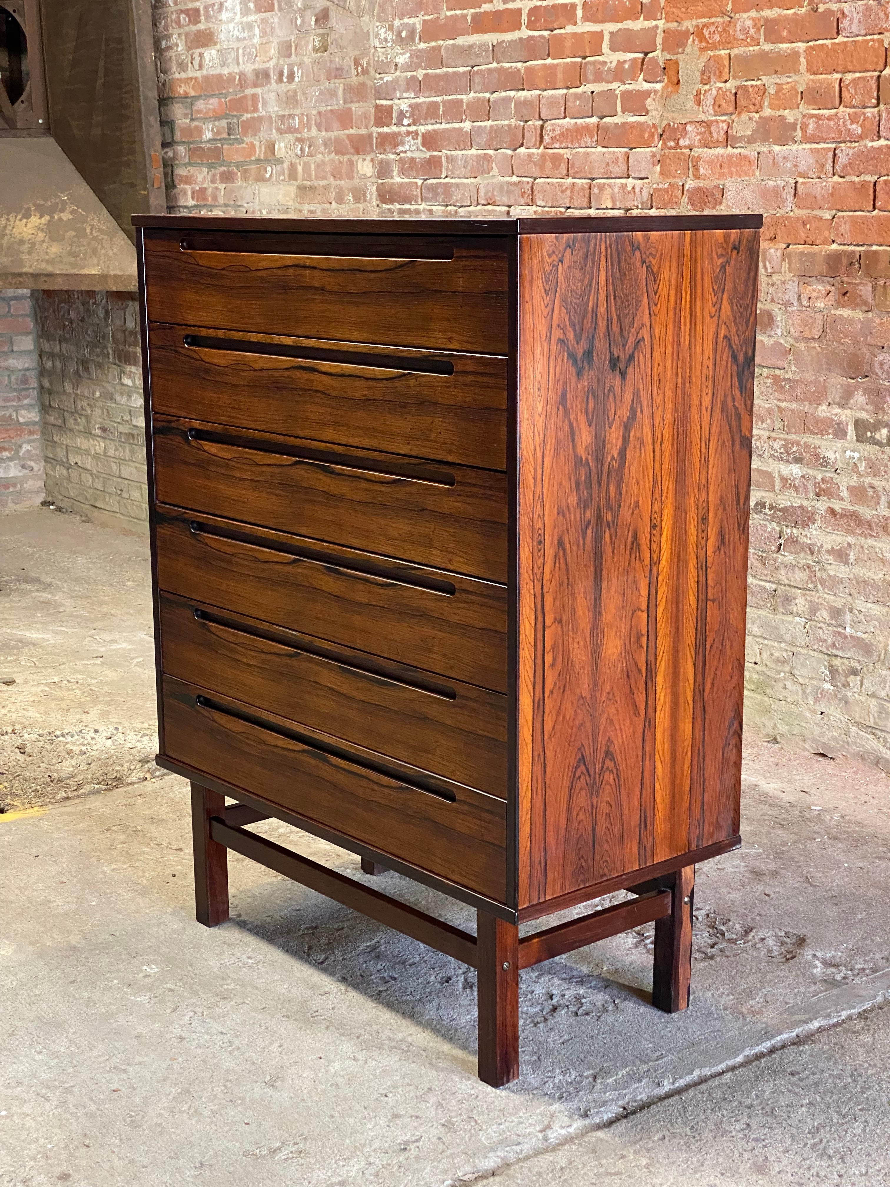 Veneer Nils Jonsson Danish Modern Rosewood Six Drawer Dresser For Sale