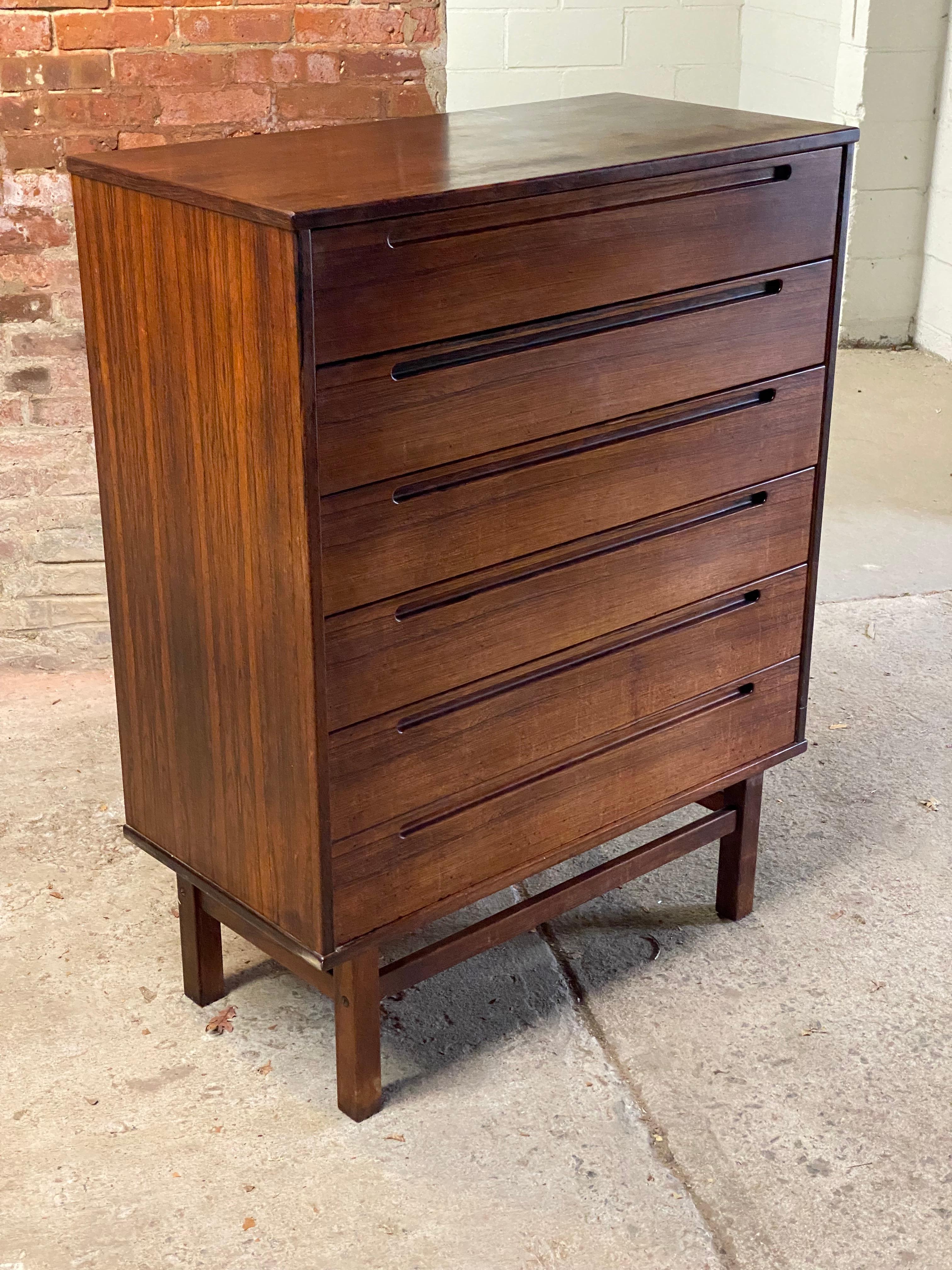 Veneer Nils Jonsson Danish Modern Rosewood Six Drawer Dresser For Sale