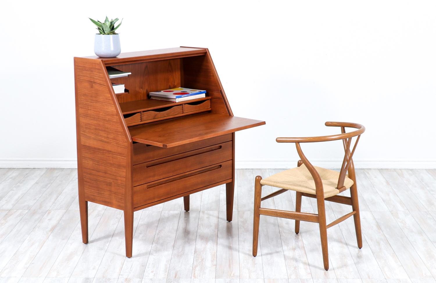 Nils Jonsson drop-leaf writing teak desk for Torring Mobelfabrik.