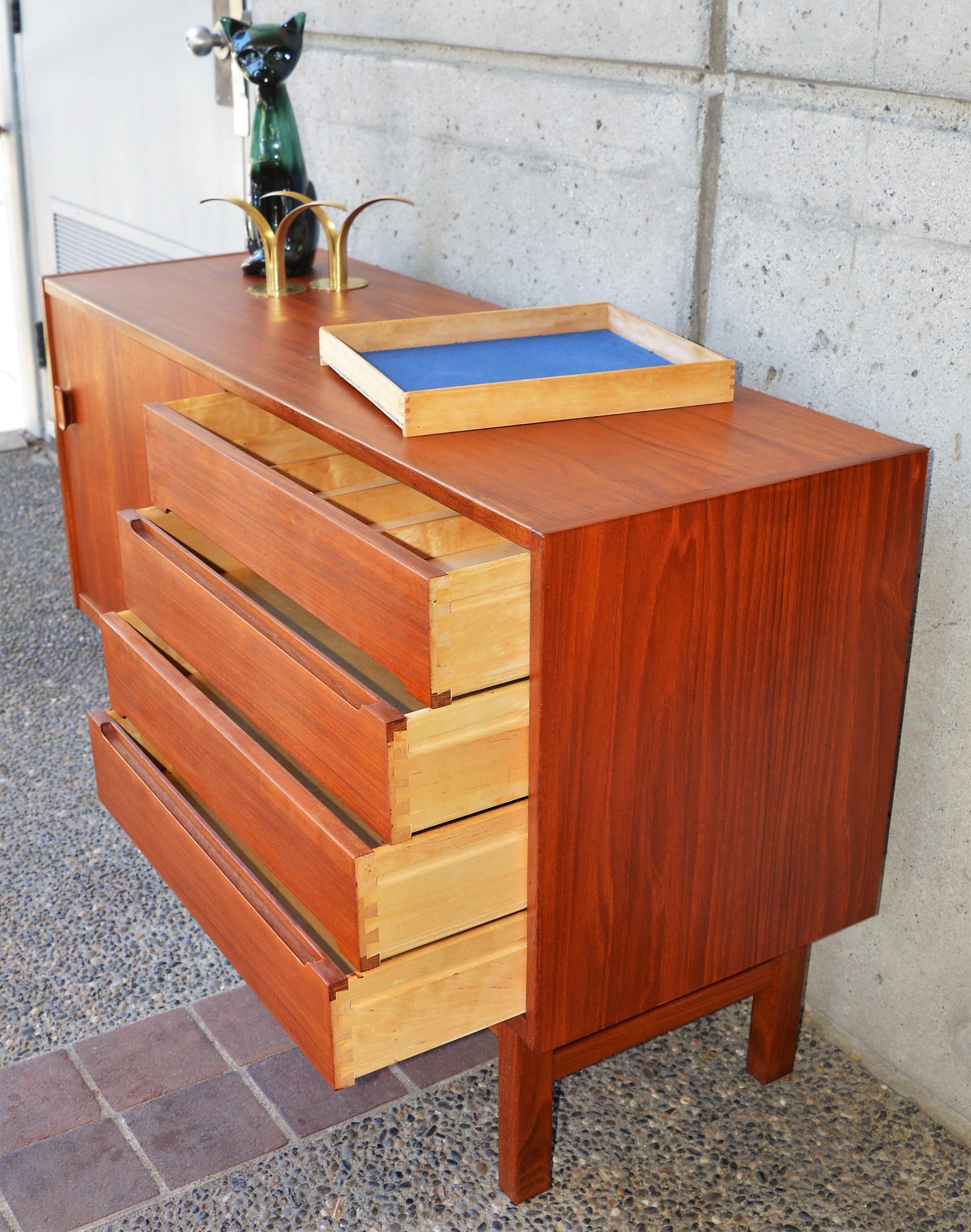 Mid-20th Century Nils Jonsson for Troeds Viken Model Teak Compact Four-Drawer Credenza / Buffet