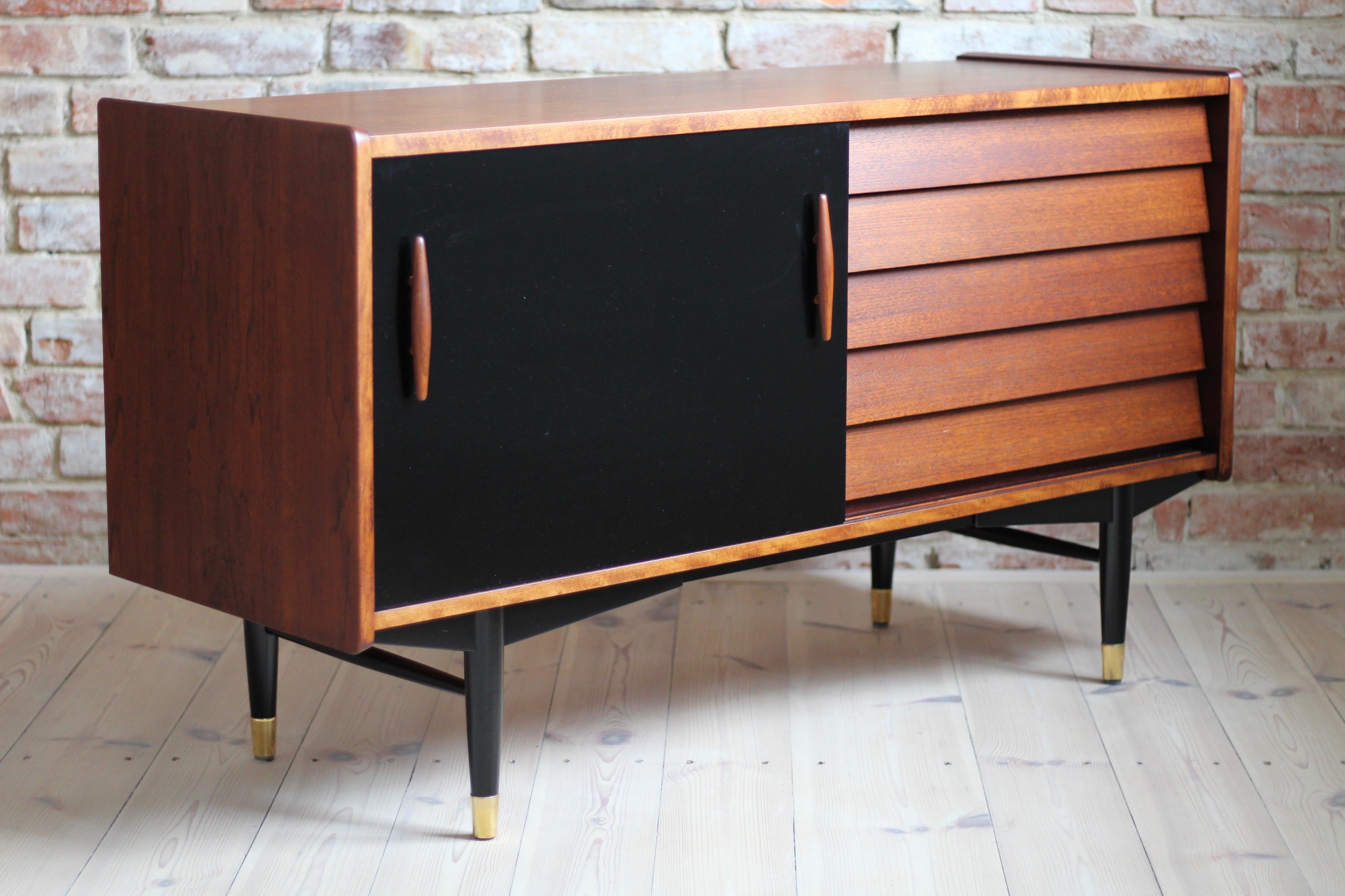 Lacquered Nils Jonsson Teak Sideboard, 1960s, Scandinavian Modern, Fully Renovated