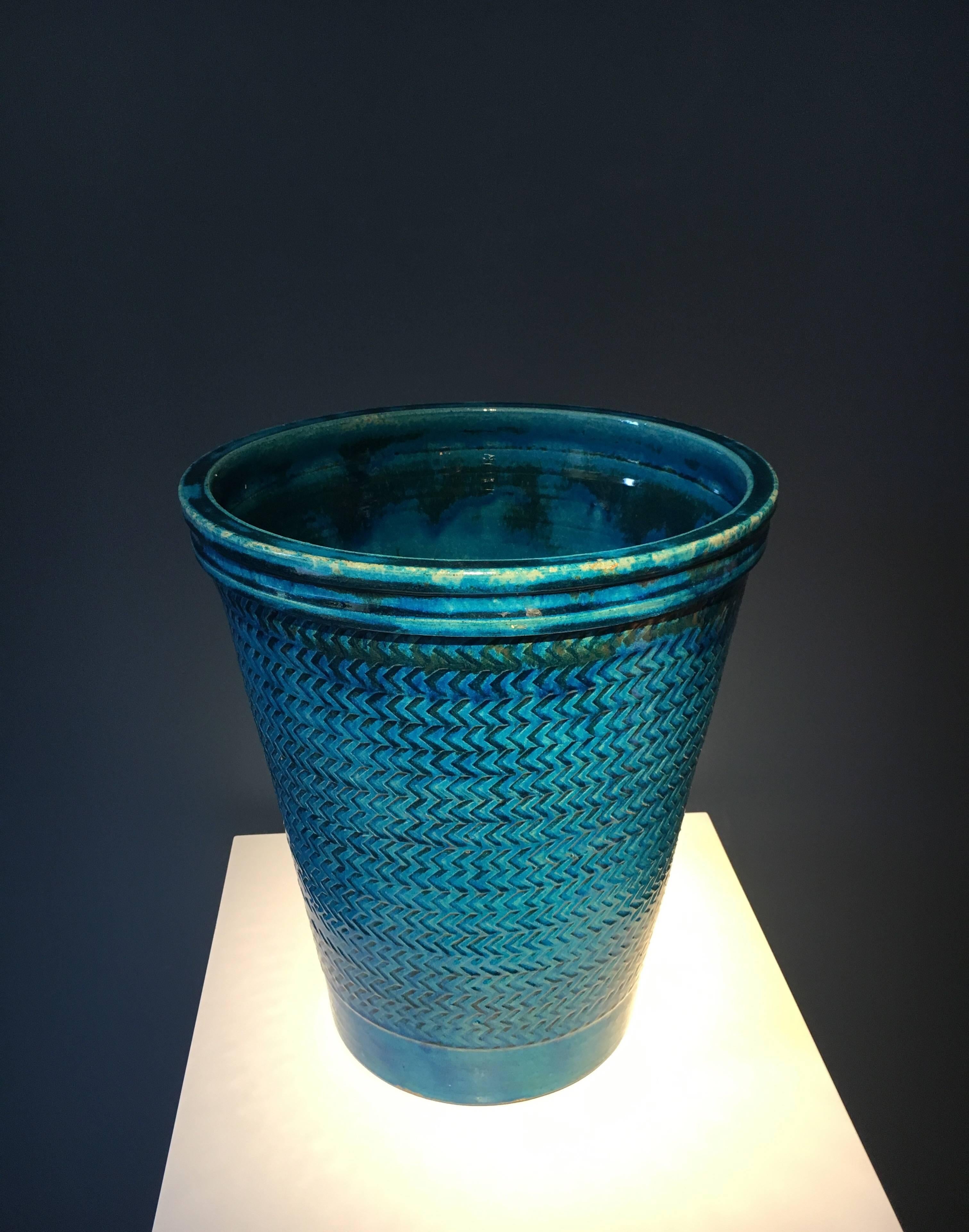 Nils Kähler Vase aus blau glasiertem Steingut (Skandinavische Moderne)