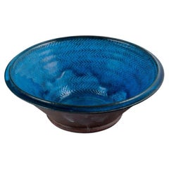 Vintage Nils Kähler for Kähler, Ceramic bowl with glaze in blue tones. 1960/70s.