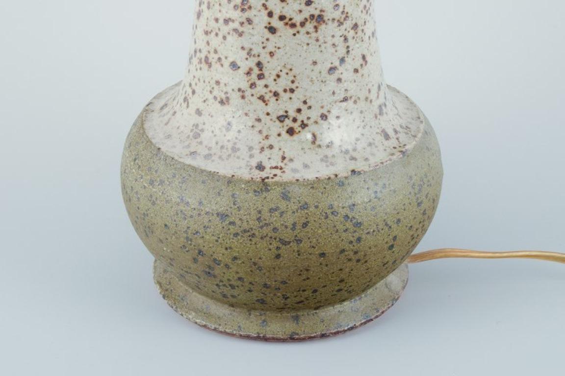 Glazed Nils Kähler for Kähler. Ceramic table lamp. Glaze in earthy tones. 1970s For Sale