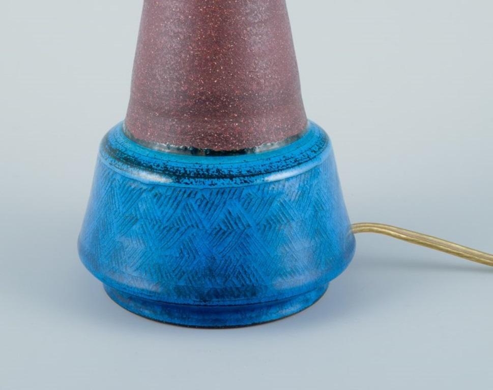 Danish Nils Kähler for Kähler. Ceramic table lamp with turquoise glaze. Approx. 1970 For Sale