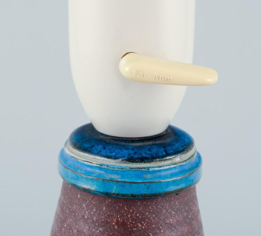 Glazed Nils Kähler for Kähler. Ceramic table lamp with turquoise glaze. Approx. 1970 For Sale
