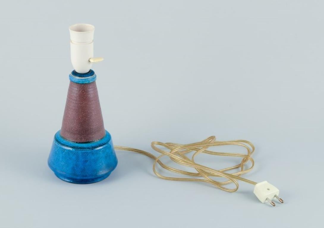 Nils Kähler for Kähler. Ceramic table lamp with turquoise glaze. Approx. 1970 In Excellent Condition For Sale In Copenhagen, DK