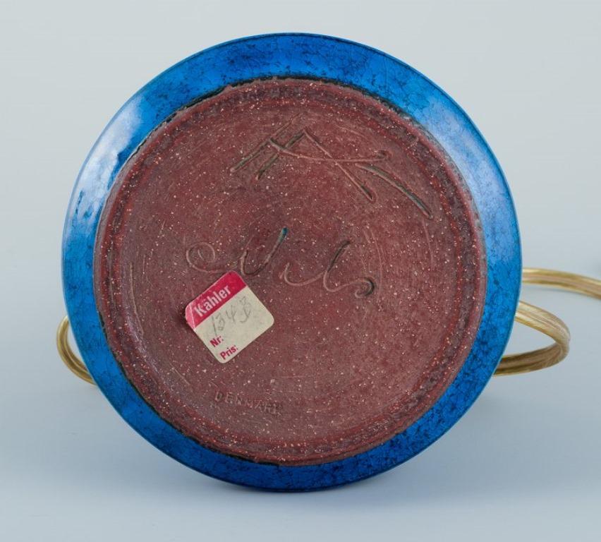 Fin du 20e siècle Nils Kähler pour Kähler. Lampe de table en céramique à glaçure turquoise. Environ 1970 en vente