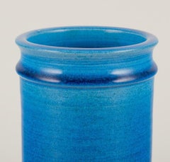 Nils Kähler for Kähler.  Cylindrical ceramic vase.  Azure glaze. 1960s/70s.