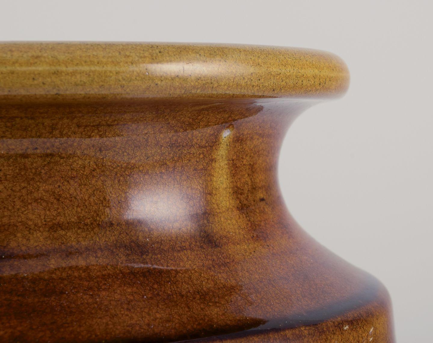 Metà XX secolo Nils Kähler for Kähler, Denmark. Large ceramic vase with uranium-yellow glaze. in vendita