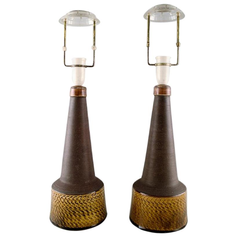 Nils Kähler for Kähler, HAK, a Pair of Large Glazed Ceramic Lamps, 1960s For Sale