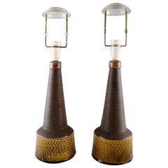 Vintage Nils Kähler for Kähler, HAK, a Pair of Large Glazed Ceramic Lamps, 1960s