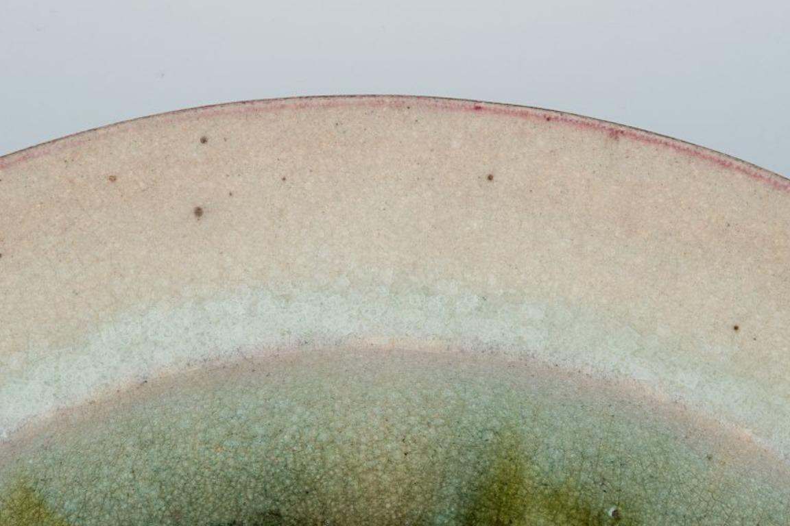 Glazed Nils Kähler for Kähler. Large ceramic bowl in modernist design. For Sale