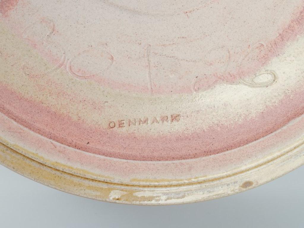 Ceramic Nils Kähler for Kähler. Large ceramic bowl with uranium yellow glaze. For Sale