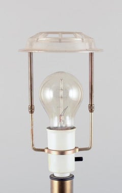 Nils Kähler for Kähler. Large ceramic table lamp decorated in turquoise glaze.