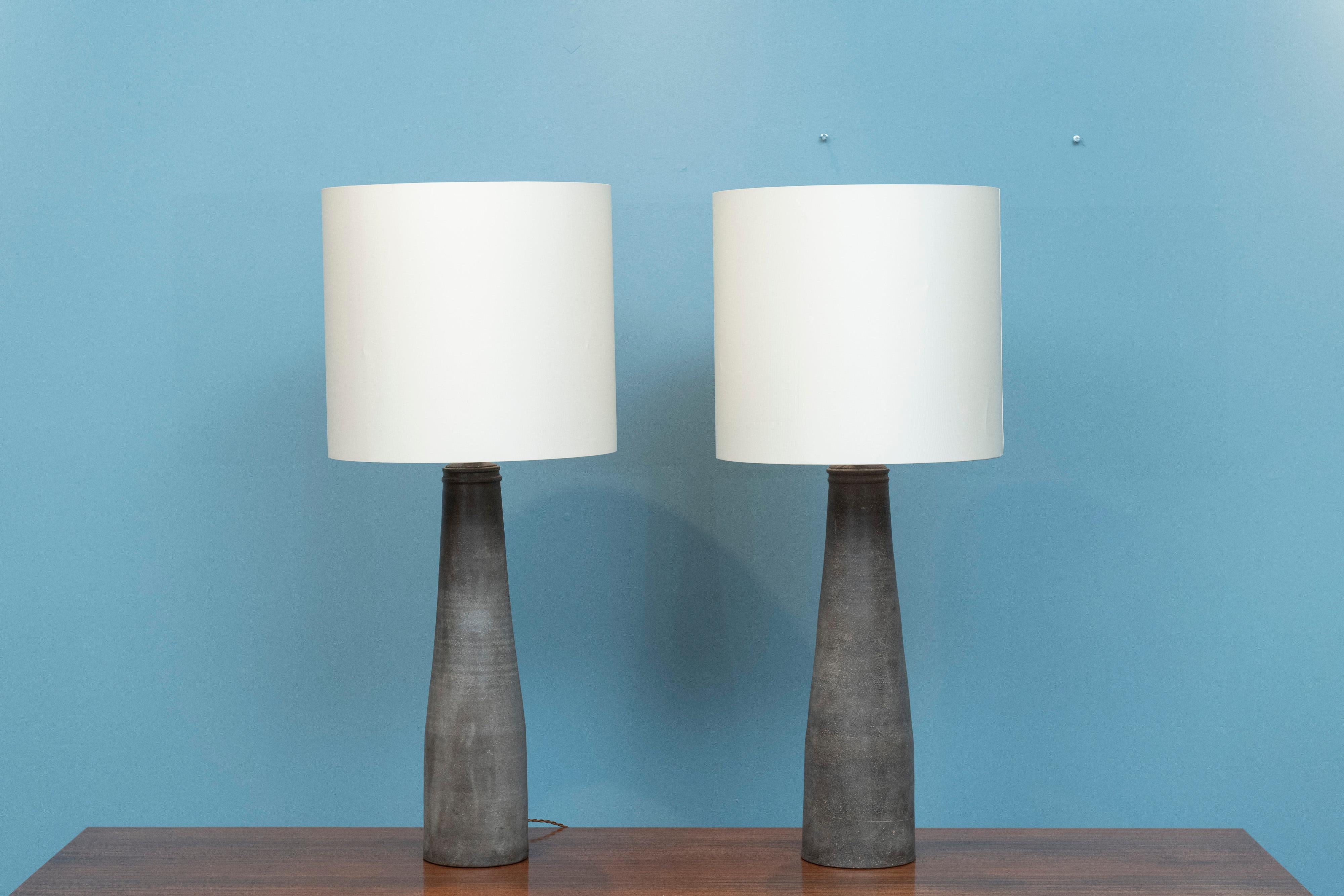 Nils Kahler Ceramic Table Lamps, Denmark In Good Condition For Sale In San Francisco, CA