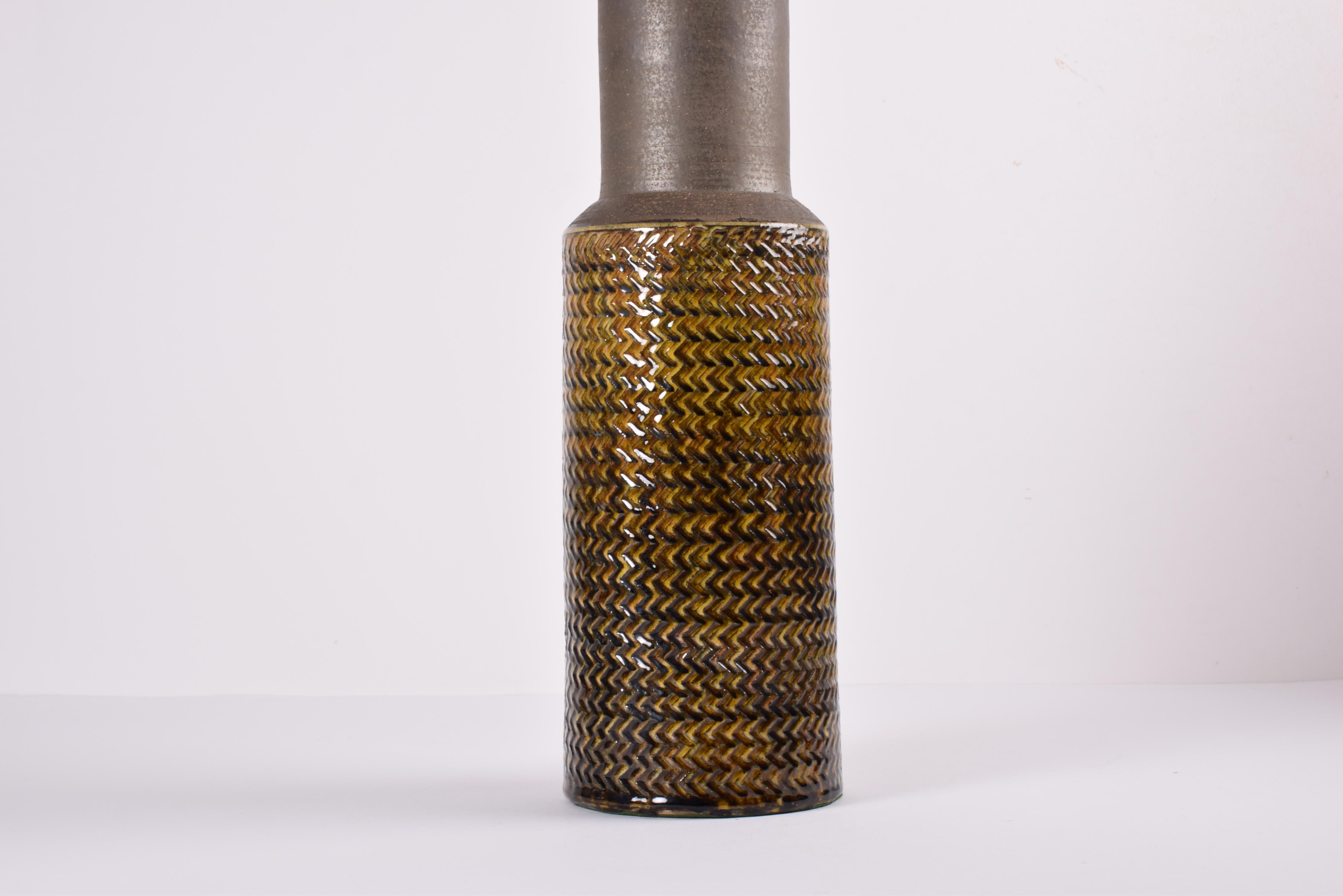 36.6 In. Huge Nils Kähler Table Lamp Yellow Brown Danish Midcentury Ceramic 1960 For Sale 1