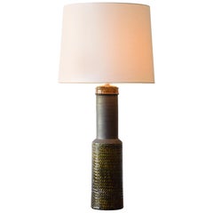 36.6 In. Énorme lampe de table Nils Kähler Jaune Brown Céramique danoise du milieu du siècle 1960