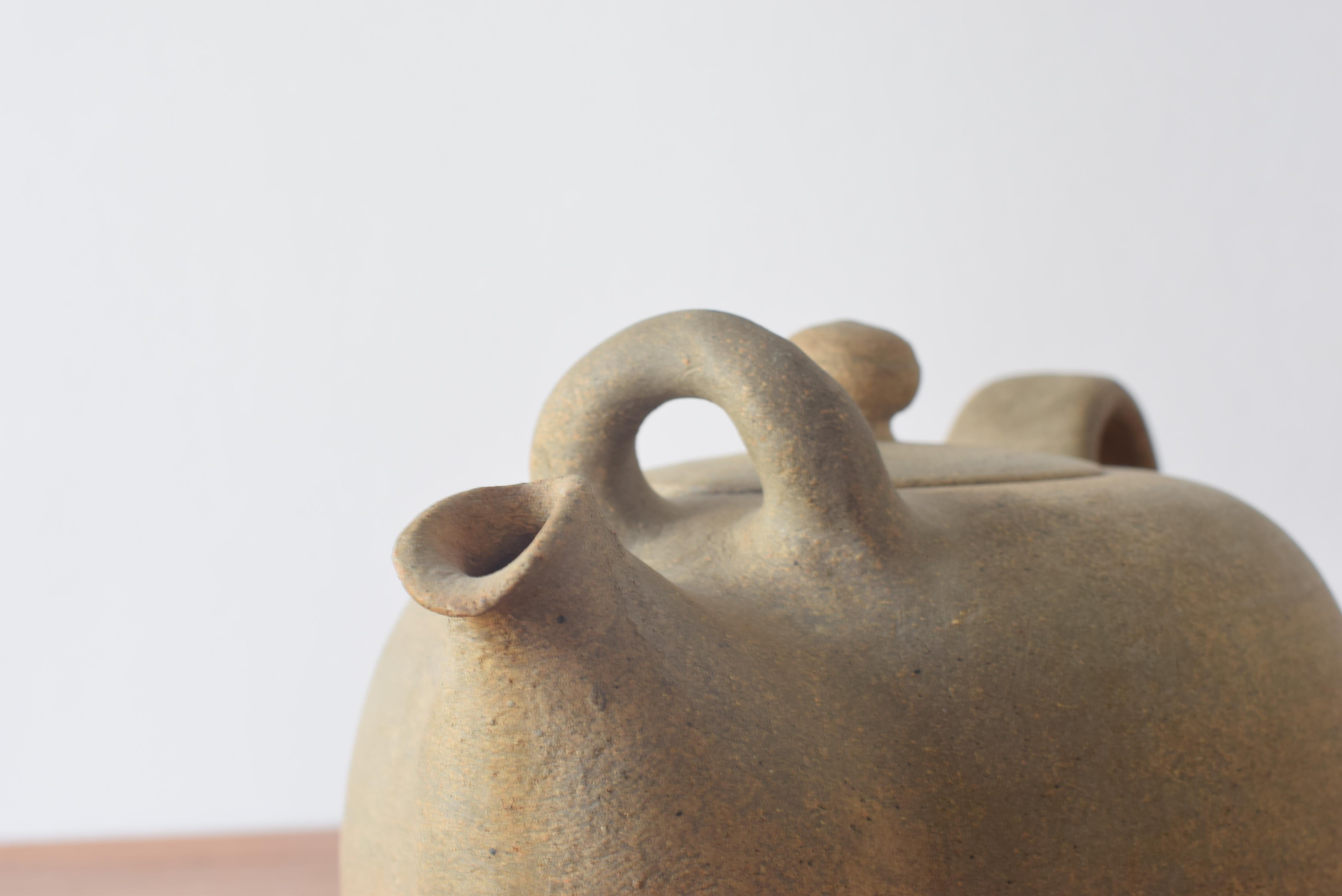 Nils Kähler Huge Decorative Ceramic Teapot Brutalist Unglazed, HAK Denmark 1950s For Sale 2