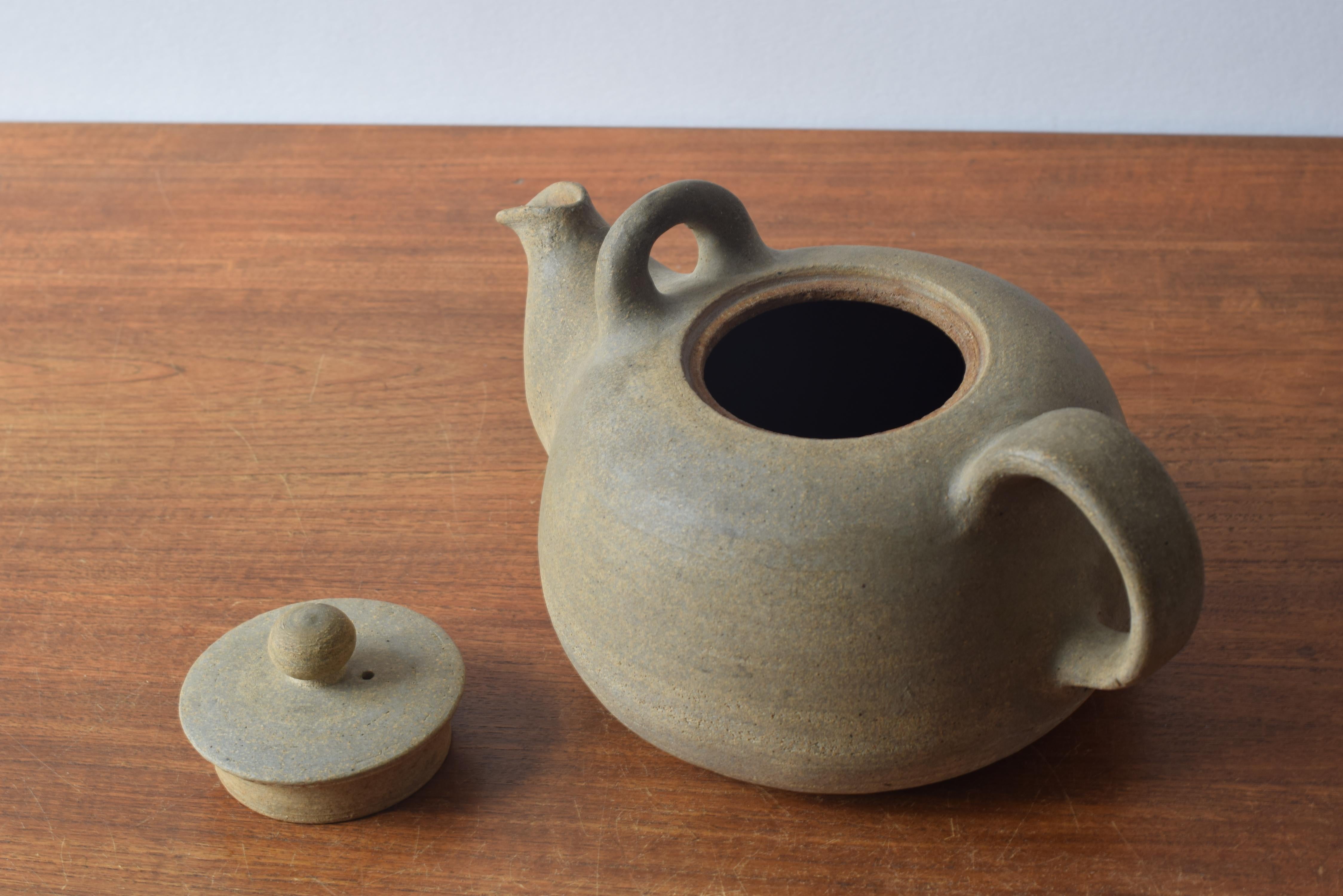 Nils Kähler Huge Decorative Ceramic Teapot Brutalist Unglazed, HAK Denmark 1950s For Sale 3