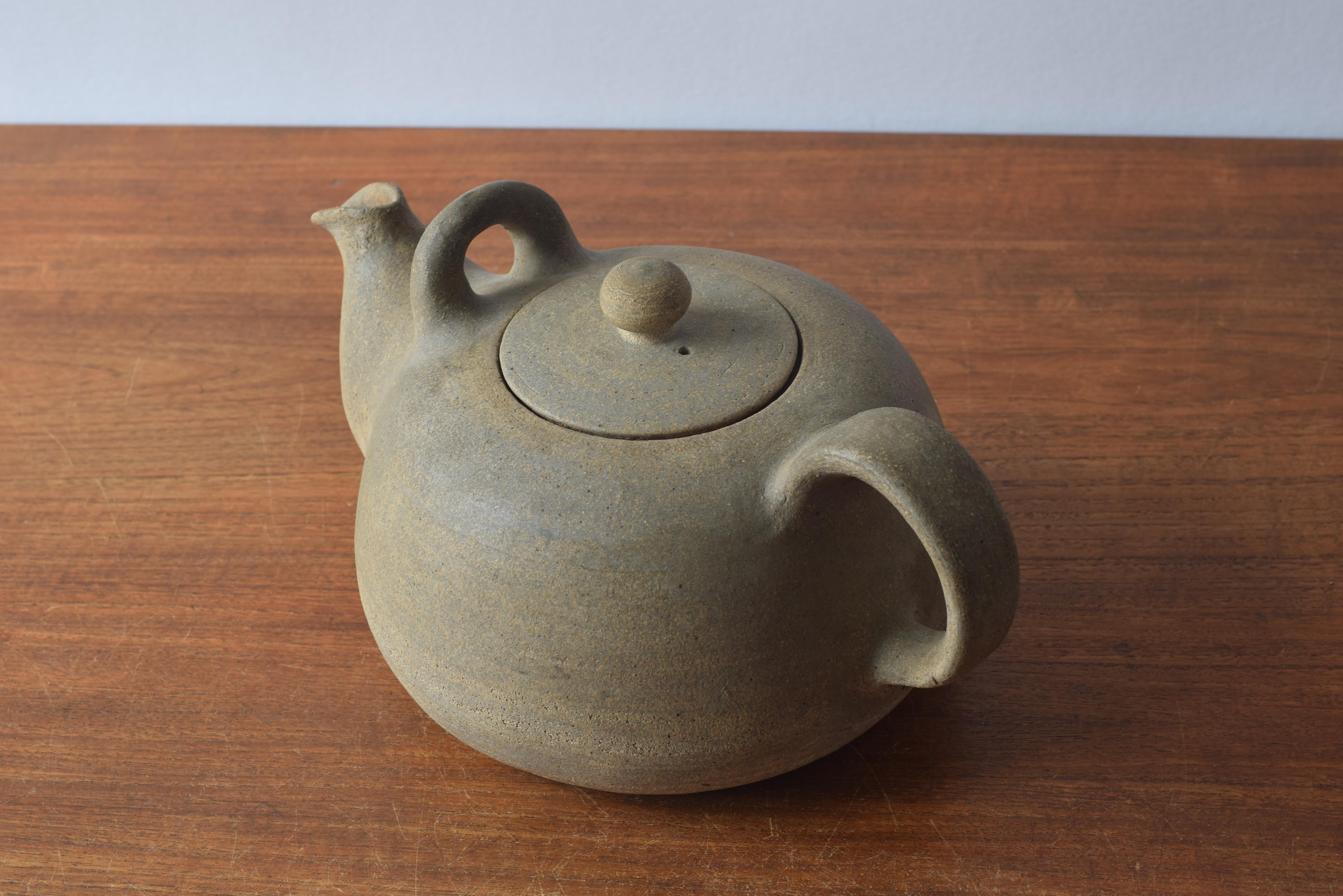 Danish Nils Kähler Huge Decorative Ceramic Teapot Brutalist Unglazed, HAK Denmark 1950s For Sale