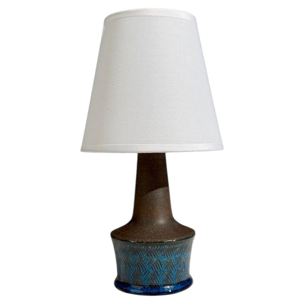 Nils Kähler, Small Table Lamp, Brown Stoneware, Denmark, 1950s